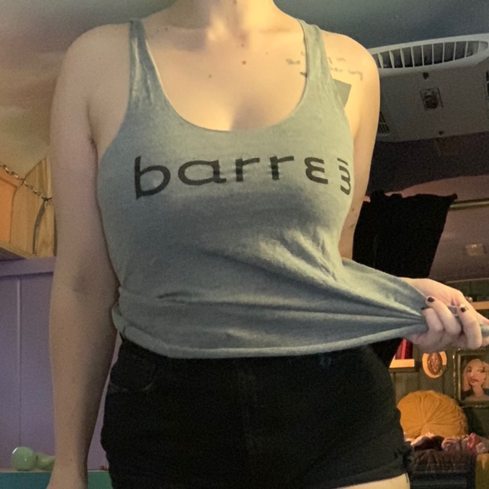 Barre3 Gray Racerback Logo Tank Top